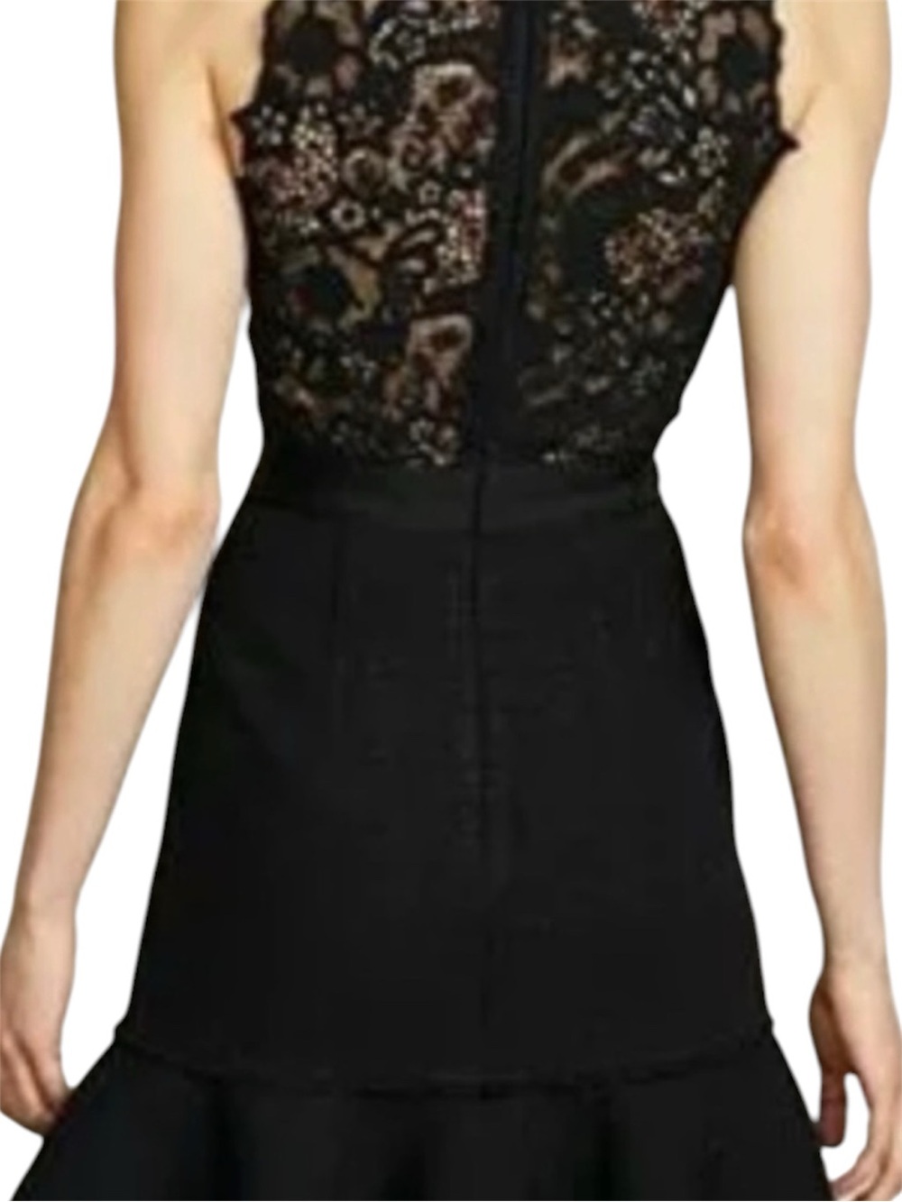 Rebecca Taylor Dress, Sheer Lace Back, Size 4, Tweed, Mermaid, Tulip, Raw Hem